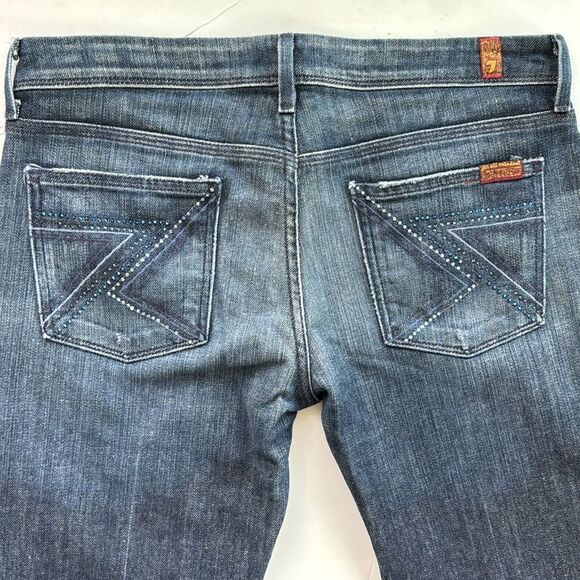 7 For All Mankind Women's Boot Cut Jeans - Dark Blue - Picture 7 of 13